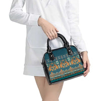 Dark Cyan Blue Batik Papua-inspired Pattern Shoulder Handbag - Polynesian Pride
