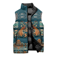 Dark Cyan Blue Batik Papua-inspired Pattern Sleeveless Puffer Jacket LT9 - Polynesian Pride