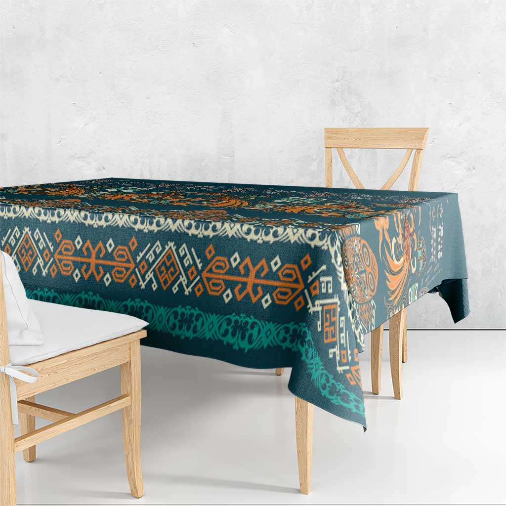 Dark Cyan Blue Batik Papua-inspired Pattern Tablecloth LT9 - Polynesian Pride