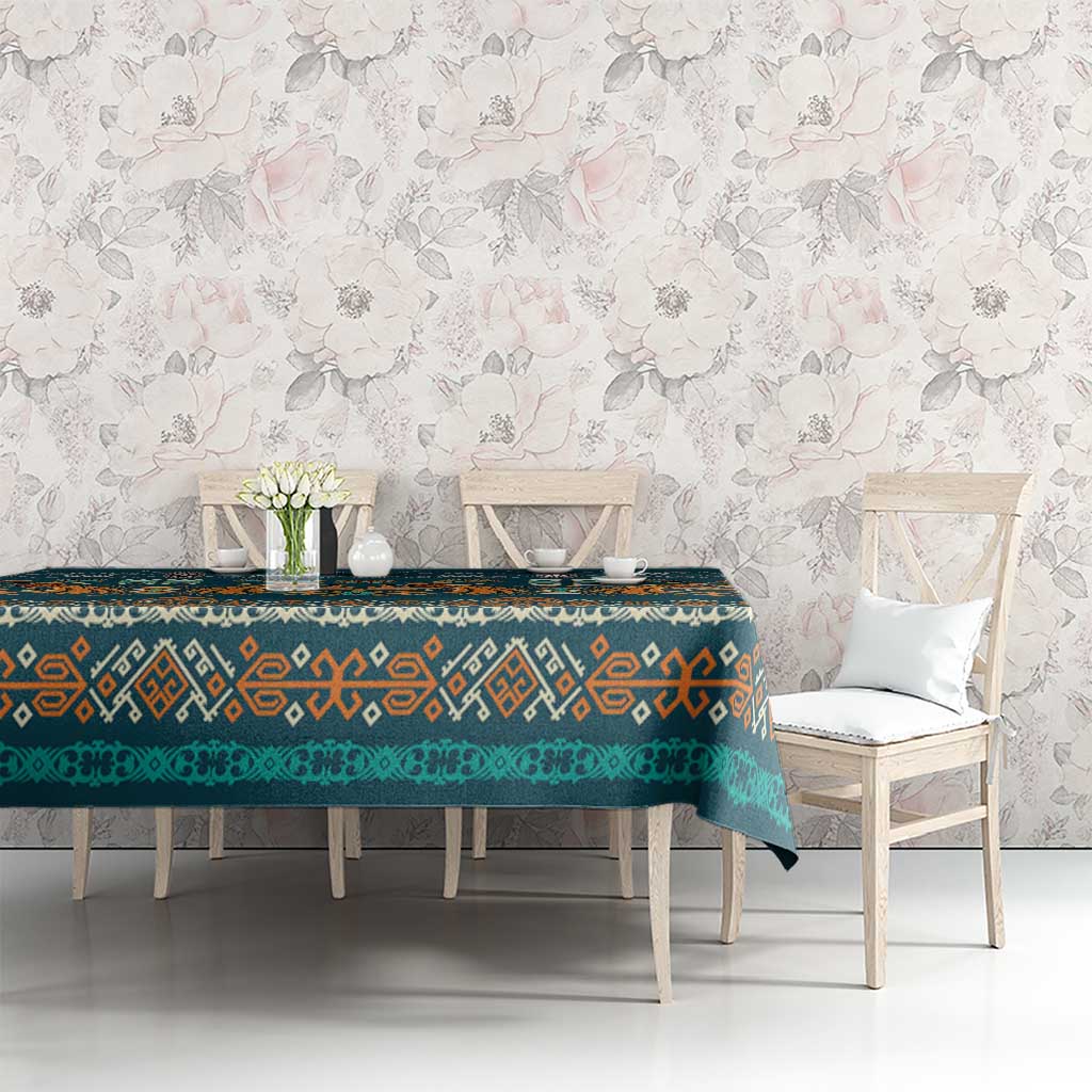Dark Cyan Blue Batik Papua-inspired Pattern Tablecloth LT9 - Polynesian Pride