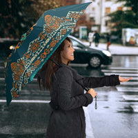 Dark Cyan Blue Batik Papua-inspired Pattern Umbrella - Polynesian Pride