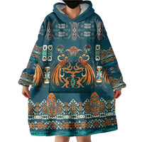 Dark Cyan Blue Batik Papua-inspired Pattern Wearable Blanket Hoodie LT9 - Polynesian Pride