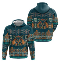 Dark Cyan Blue Batik Papua-inspired Pattern Zip Hoodie - Polynesian Pride