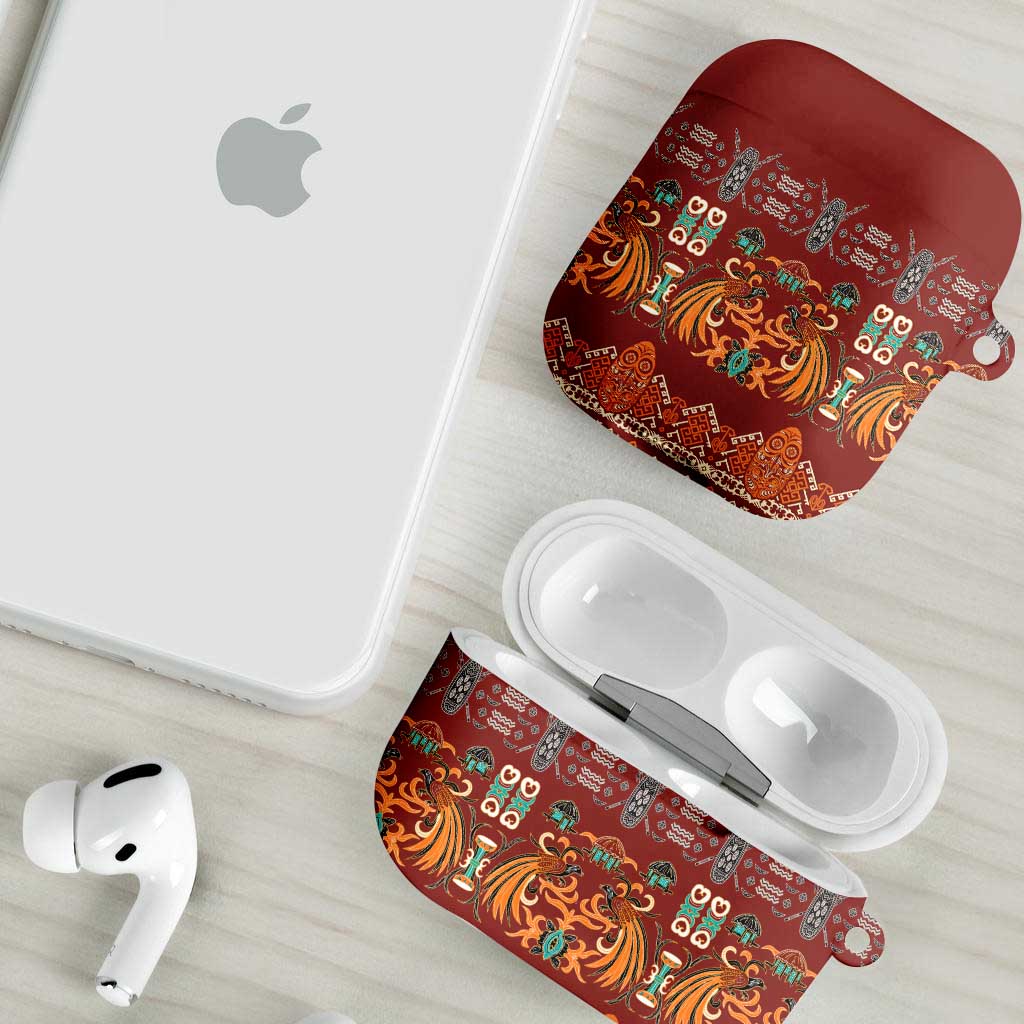 Oxblood Batik Papua-inspired Pattern AirPods Case - Polynesian Pride