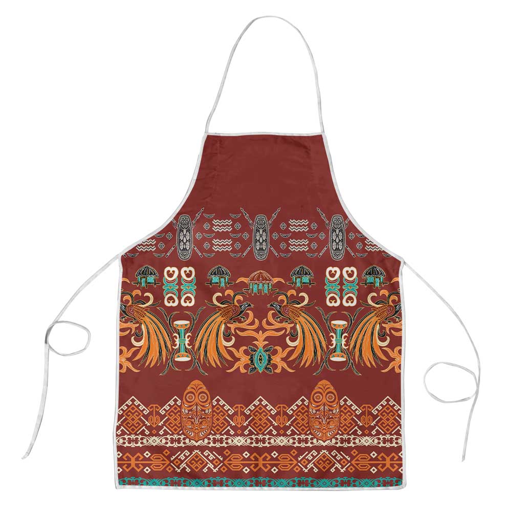 Oxblood Batik Papua-inspired Pattern Apron - Polynesian Pride