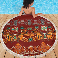 Oxblood Batik Papua-inspired Pattern Beach Blanket LT9 - Polynesian Pride