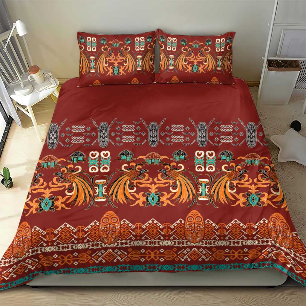 Oxblood Batik Papua-inspired Pattern Bedding Set - Polynesian Pride