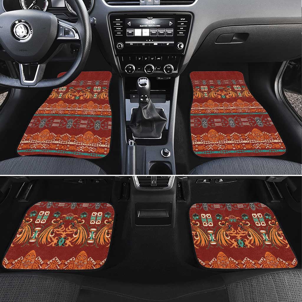Oxblood Batik Papua-inspired Pattern Car Mats LT9 Set 4pcs Red - Polynesian Pride