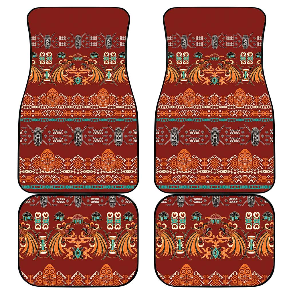Oxblood Batik Papua-inspired Pattern Car Mats LT9 - Polynesian Pride