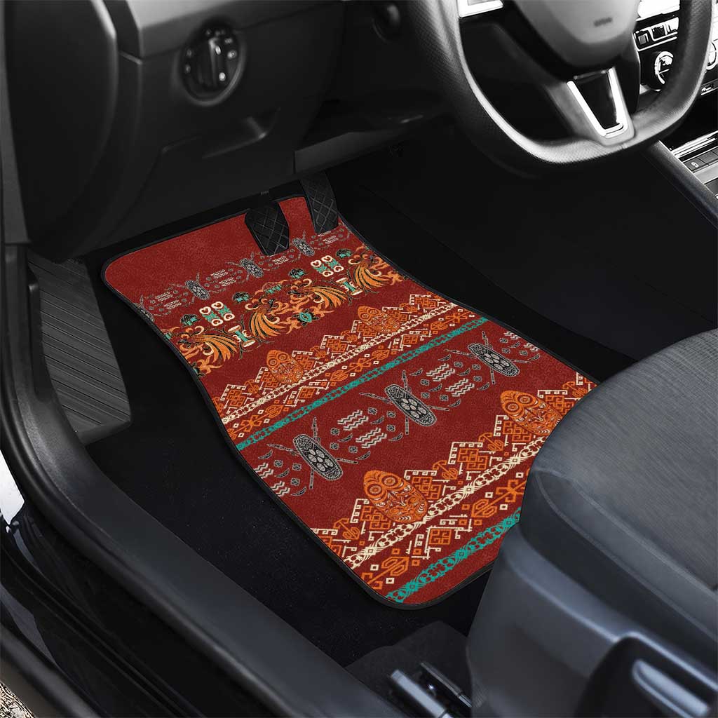Oxblood Batik Papua-inspired Pattern Car Mats LT9 - Polynesian Pride