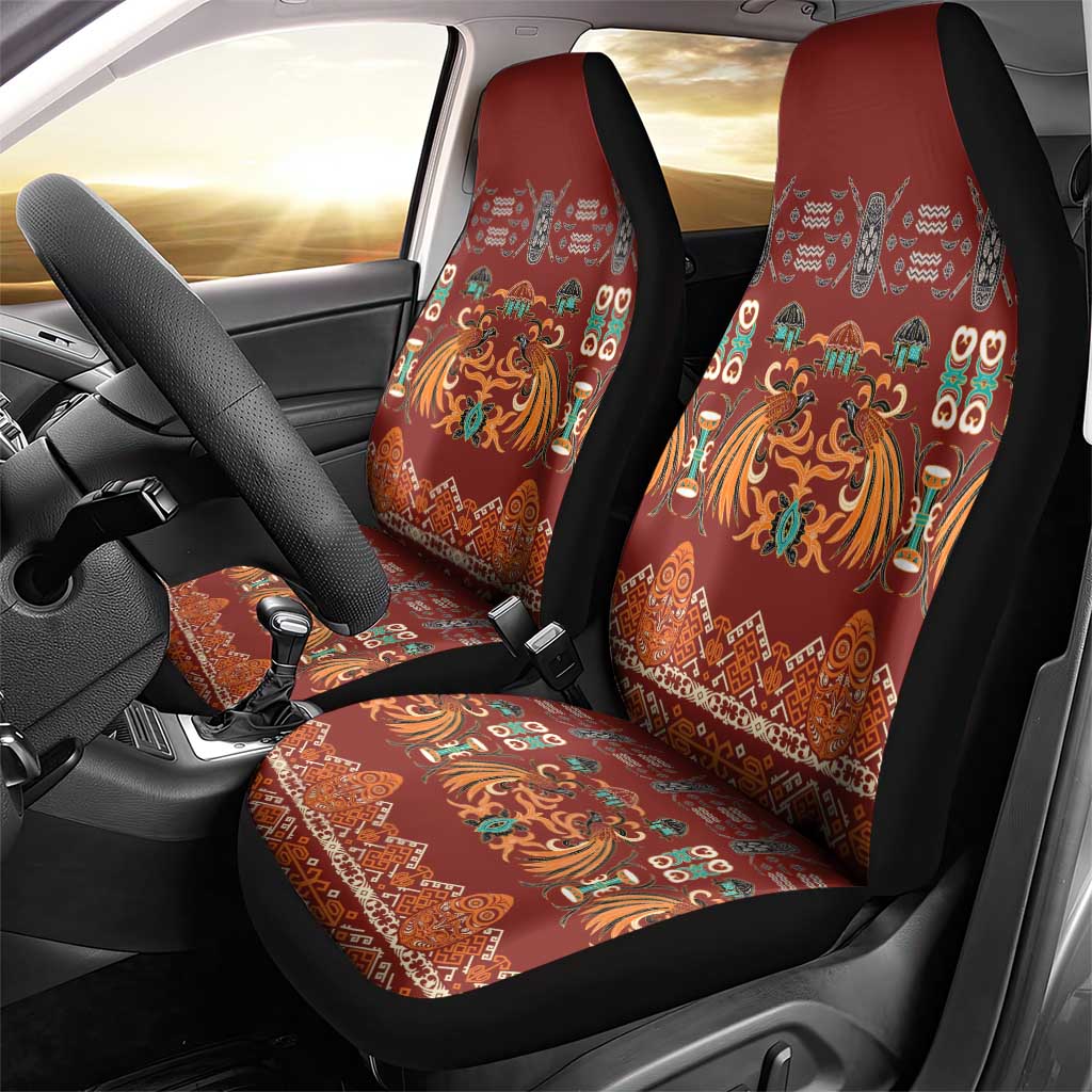 Oxblood Batik Papua-inspired Pattern Car Seat Cover - Polynesian Pride