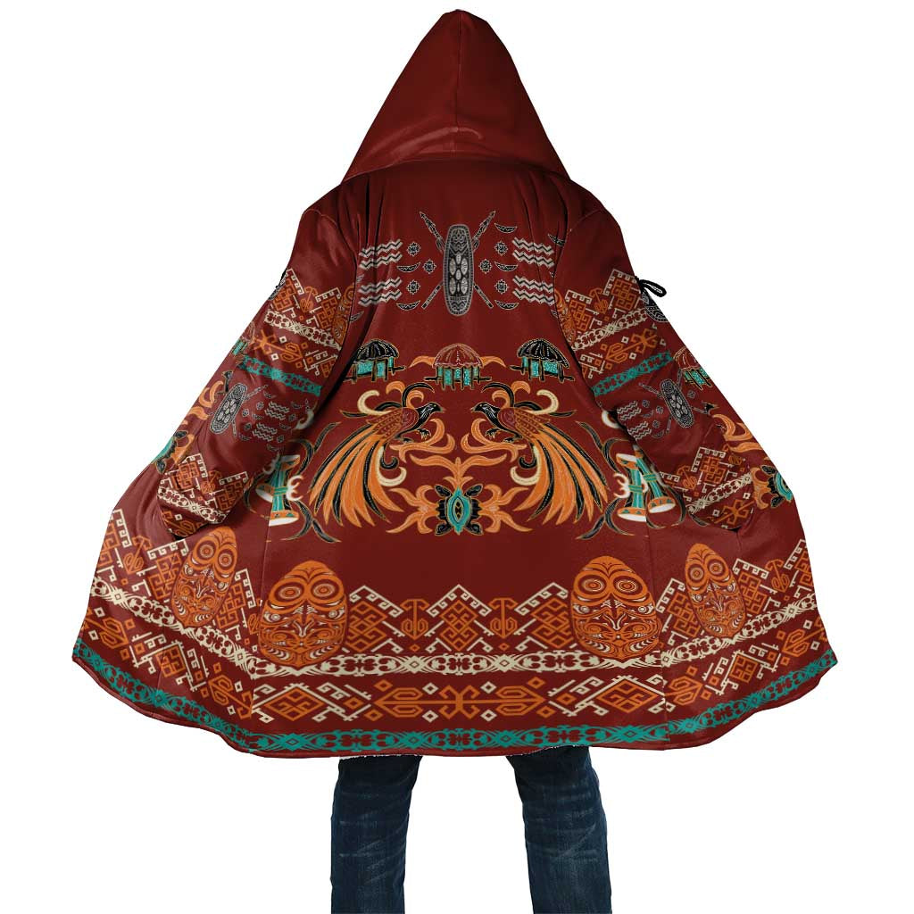 Oxblood Batik Papua-inspired Pattern Cloak - Polynesian Pride