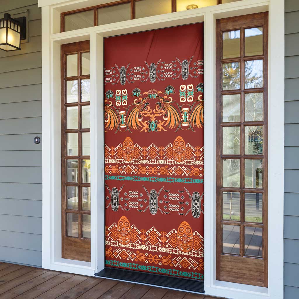 Oxblood Batik Papua-inspired Pattern Door Cover LT9 - Polynesian Pride
