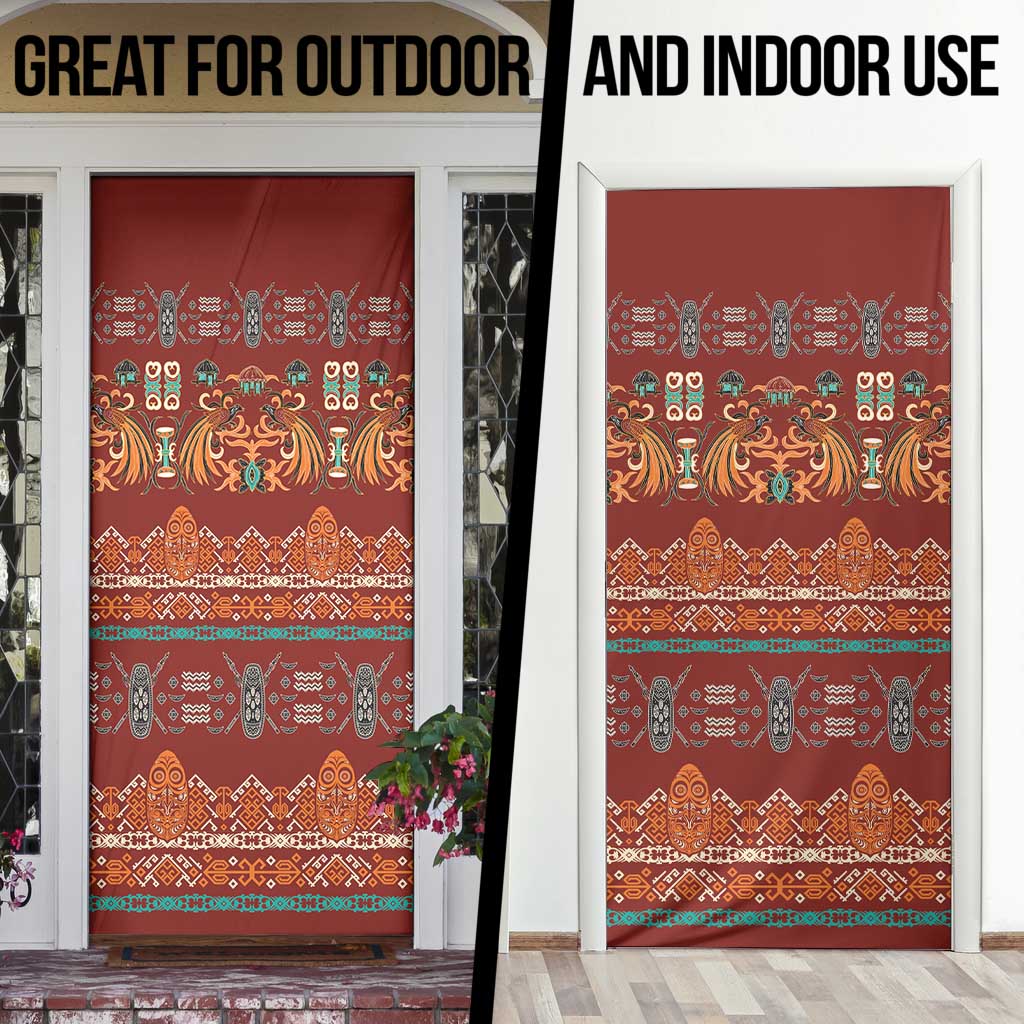 Oxblood Batik Papua-inspired Pattern Door Cover LT9 - Polynesian Pride