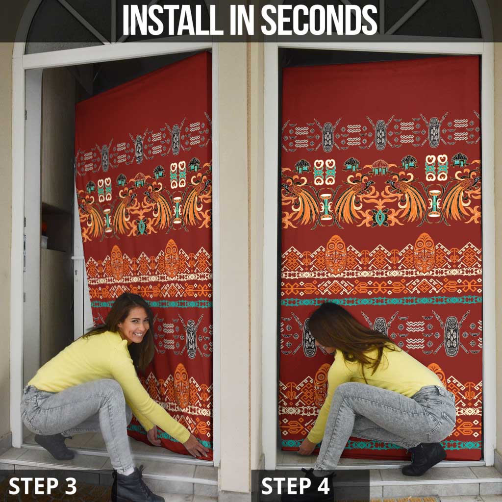 Oxblood Batik Papua-inspired Pattern Door Cover LT9 - Polynesian Pride