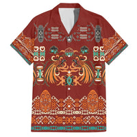 Oxblood Batik Papua-inspired Pattern Family Matching Off The Shoulder Long Sleeve Dress and Hawaiian Shirt - Polynesian Pride
