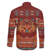 Oxblood Batik Papua-inspired Pattern Family Matching Puletasi and Hawaiian Shirt LT9 - Polynesian Pride