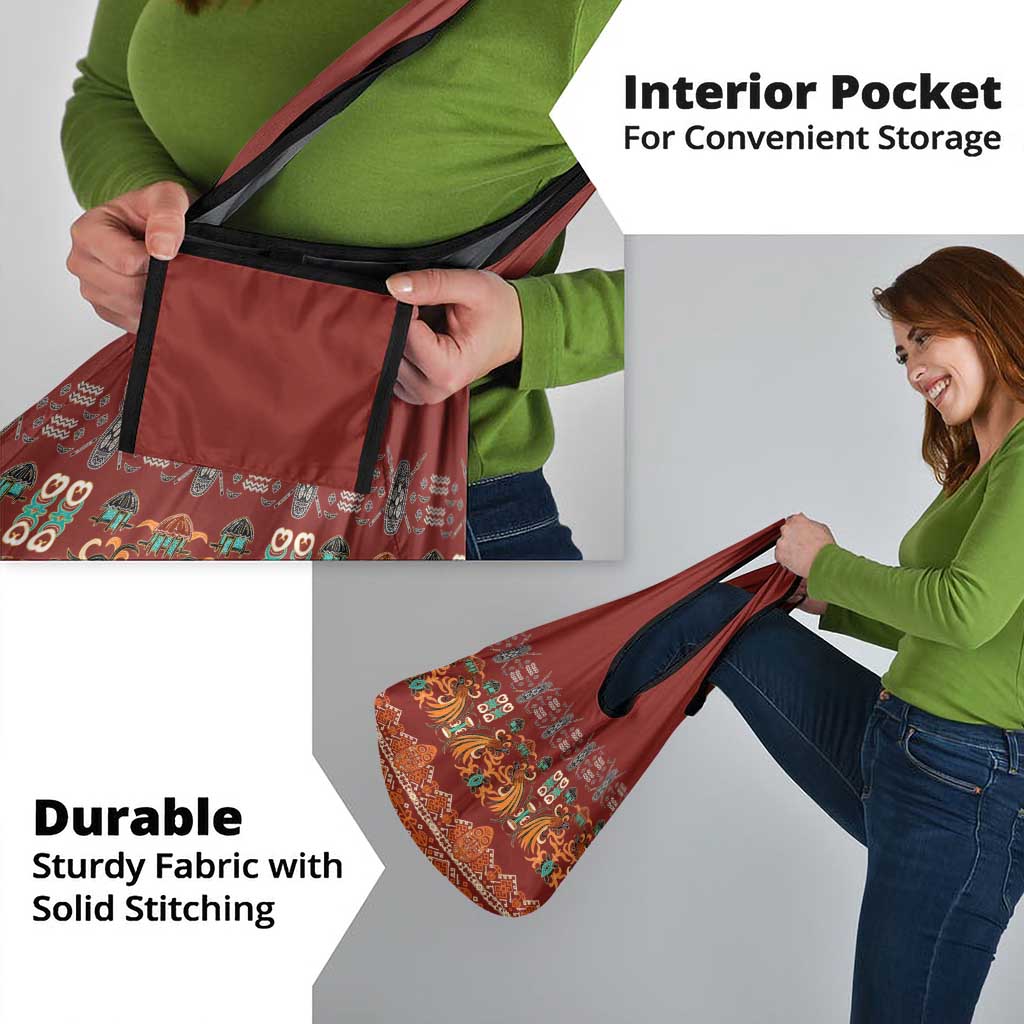 Oxblood Batik Papua-inspired Pattern Grocery Bag - Polynesian Pride