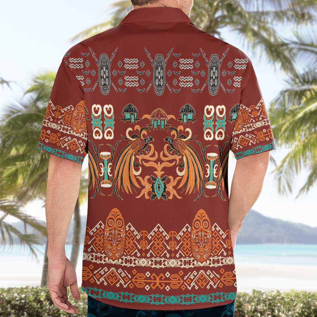 Oxblood Batik Papua-inspired Pattern Hawaiian Shirt LT9 - Polynesian Pride
