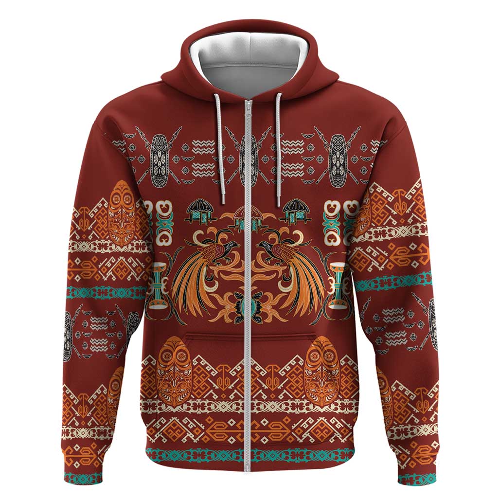 Oxblood Batik Papua-inspired Pattern Hoodie - Polynesian Pride