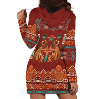 Oxblood Batik Papua-inspired Pattern Hoodie Dress LT9 - Polynesian Pride