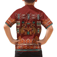 Oxblood Batik Papua-inspired Pattern Kid Hawaiian Shirt - Polynesian Pride