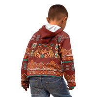 Oxblood Batik Papua-inspired Pattern Kid Hoodie - Polynesian Pride