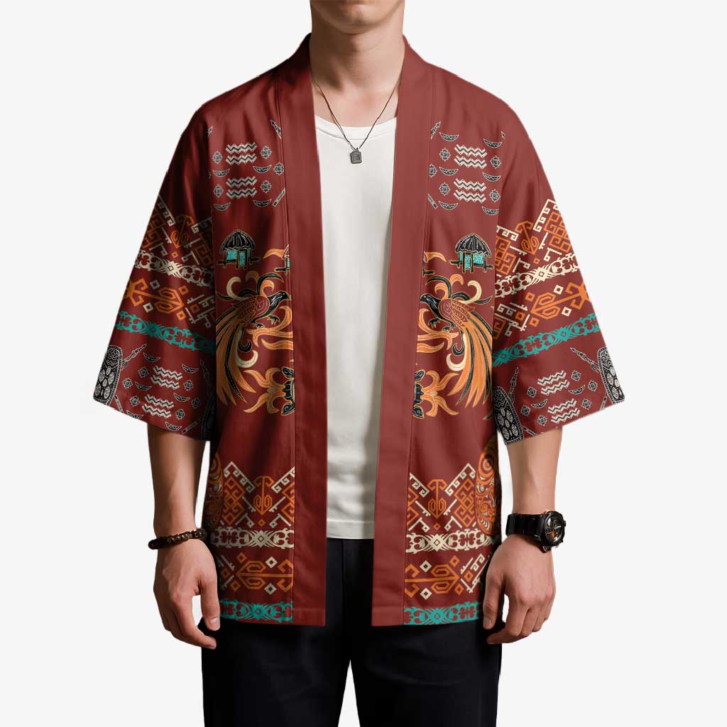 Oxblood Batik Papua-inspired Pattern Kimono - Polynesian Pride