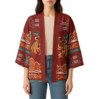 Oxblood Batik Papua-inspired Pattern Kimono - Polynesian Pride