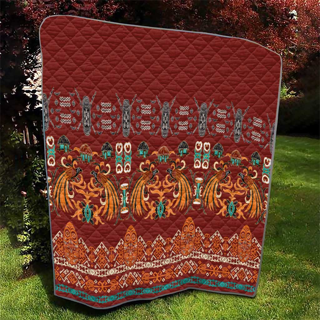 Oxblood Batik Papua-inspired Pattern Quilt - Polynesian Pride