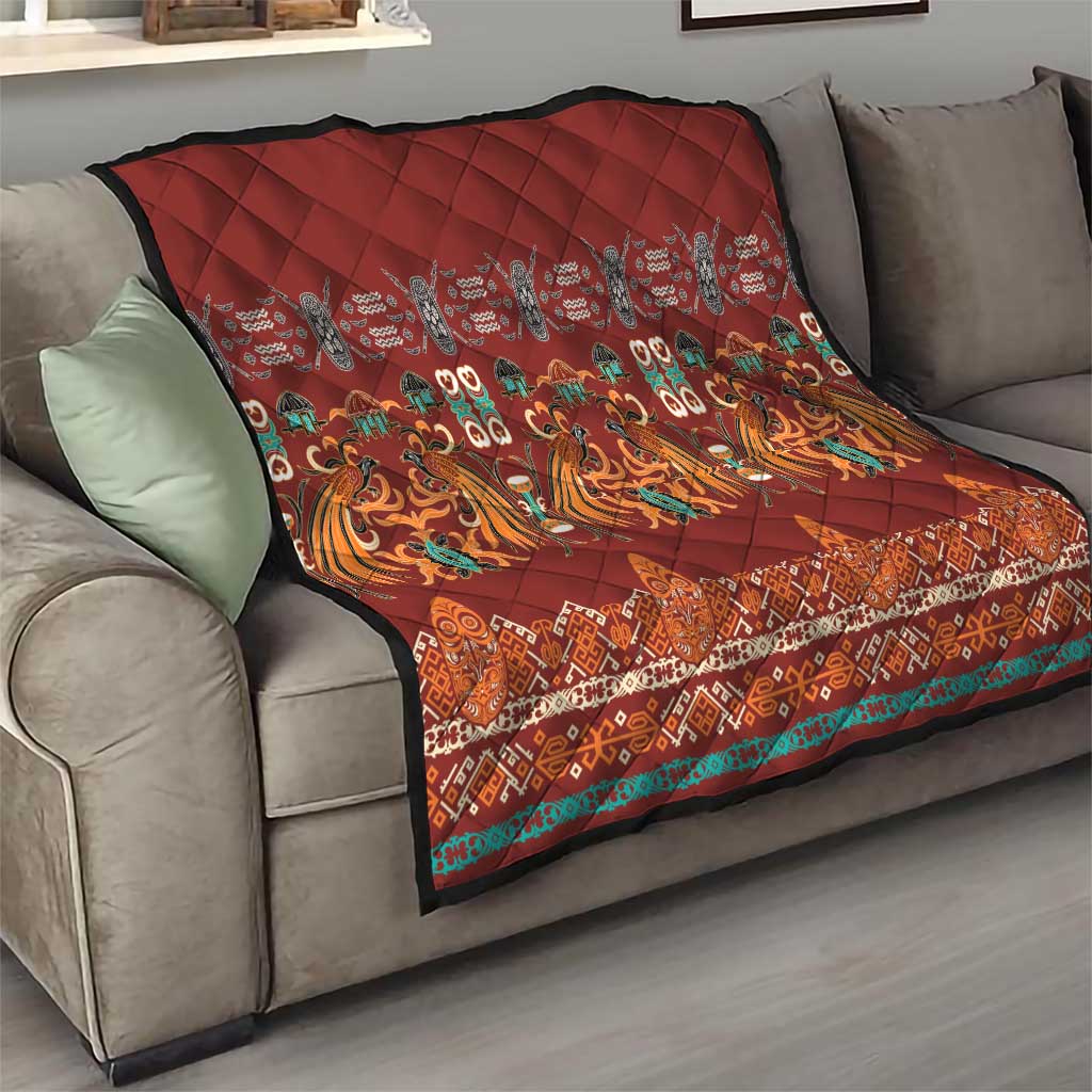 Oxblood Batik Papua-inspired Pattern Quilt - Polynesian Pride
