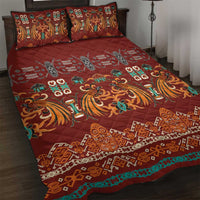 Oxblood Batik Papua-inspired Pattern Quilt Bed Set - Polynesian Pride
