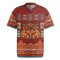 Oxblood Batik Papua-inspired Pattern Rugby Jersey LT9 Red - Polynesian Pride