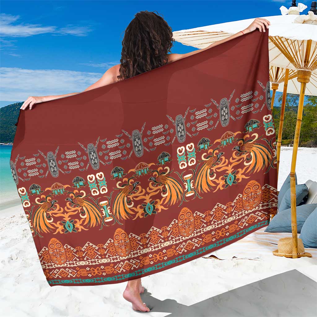 Oxblood Batik Papua-inspired Pattern Sarong - Polynesian Pride