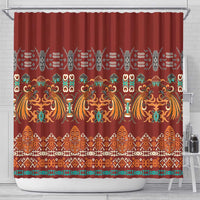 Oxblood Batik Papua-inspired Pattern Shower Curtain - Polynesian Pride