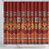 Oxblood Batik Papua-inspired Pattern Shower Curtain - Polynesian Pride