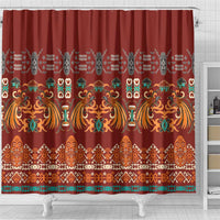 Oxblood Batik Papua-inspired Pattern Shower Curtain - Polynesian Pride