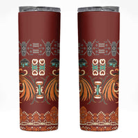 Oxblood Batik Papua-inspired Pattern Skinny Tumbler - Polynesian Pride