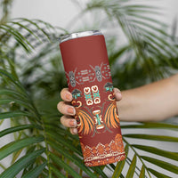 Oxblood Batik Papua-inspired Pattern Skinny Tumbler - Polynesian Pride