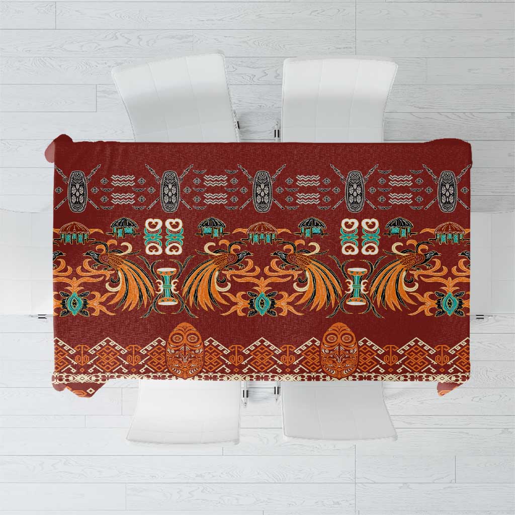 Oxblood Batik Papua-inspired Pattern Tablecloth LT9 Red - Polynesian Pride