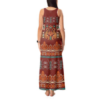 Oxblood Batik Papua-inspired Pattern Tank Maxi Dress LT9 - Polynesian Pride