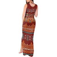 Oxblood Batik Papua-inspired Pattern Tank Maxi Dress LT9 - Polynesian Pride