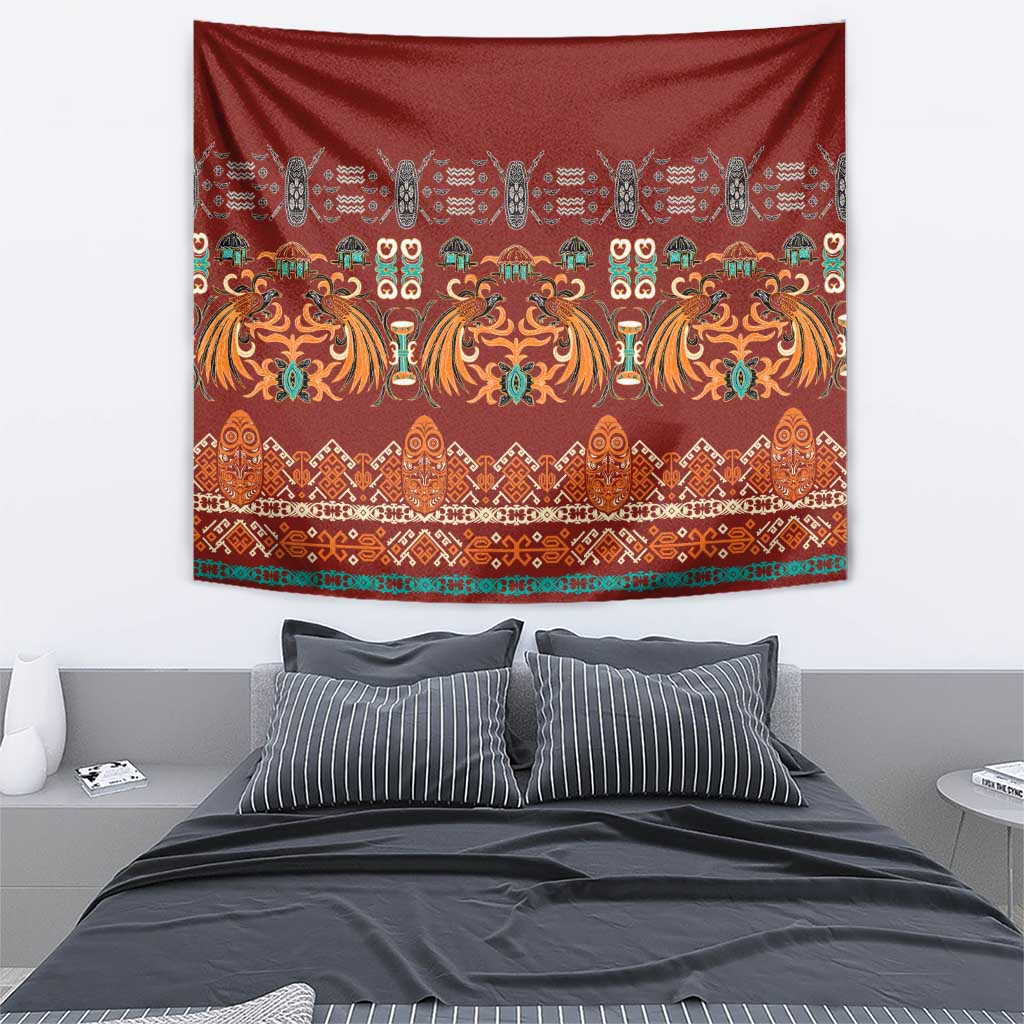 Oxblood Batik Papua-inspired Pattern Tapestry - Polynesian Pride