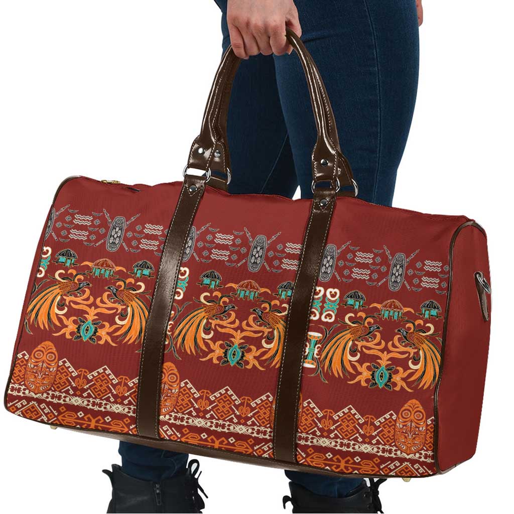 Oxblood Batik Papua-inspired Pattern Travel Bag - Polynesian Pride