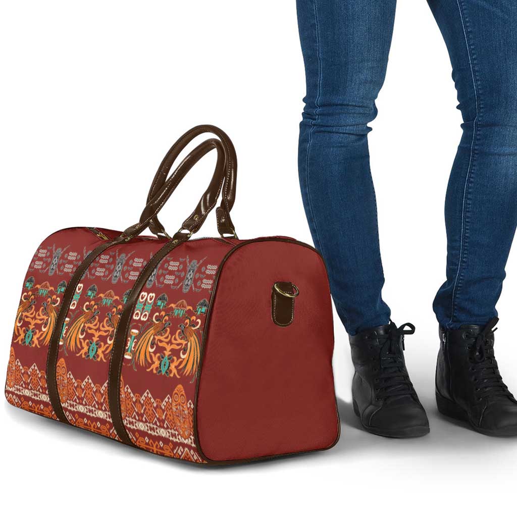 Oxblood Batik Papua-inspired Pattern Travel Bag - Polynesian Pride