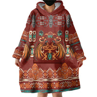 Oxblood Batik Papua-inspired Pattern Wearable Blanket Hoodie LT9 - Polynesian Pride