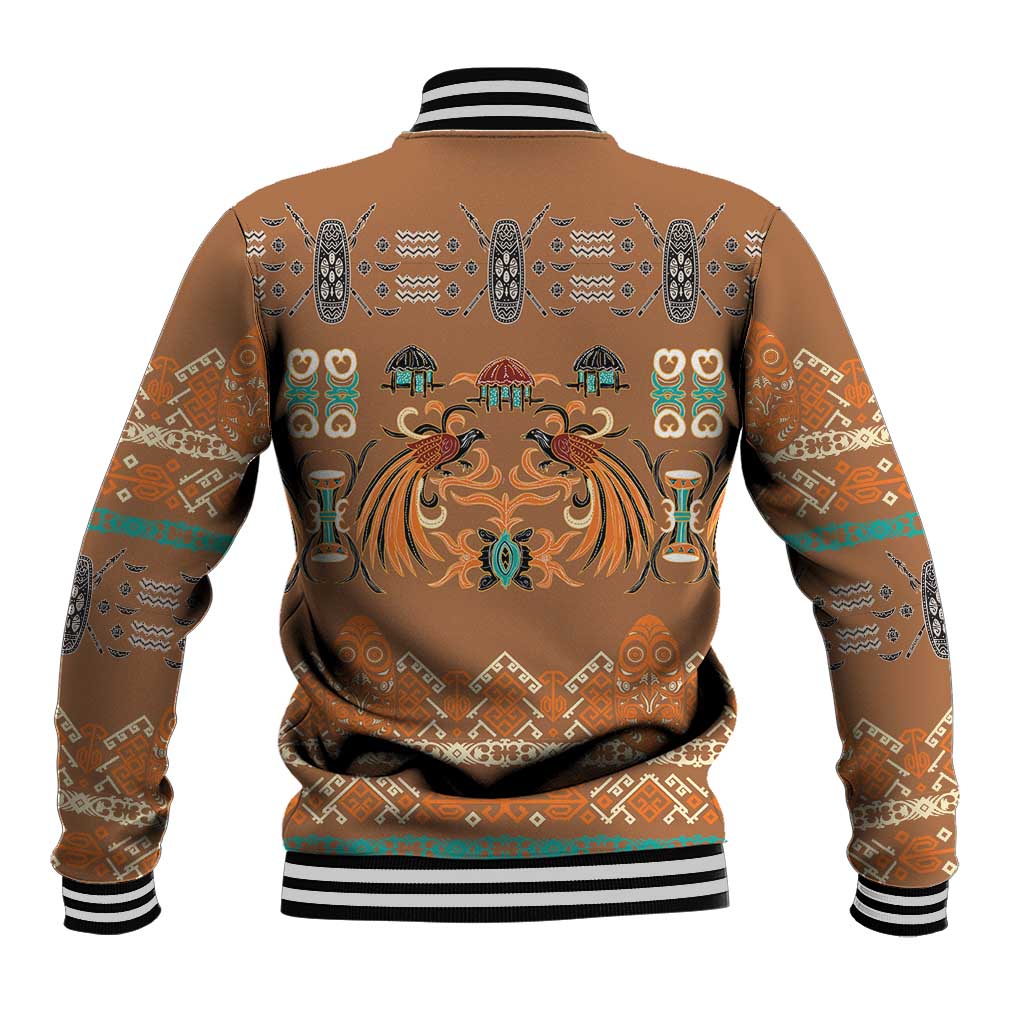 Terracotta Batik Papua-inspired Pattern Baseball Jacket LT9 - Polynesian Pride
