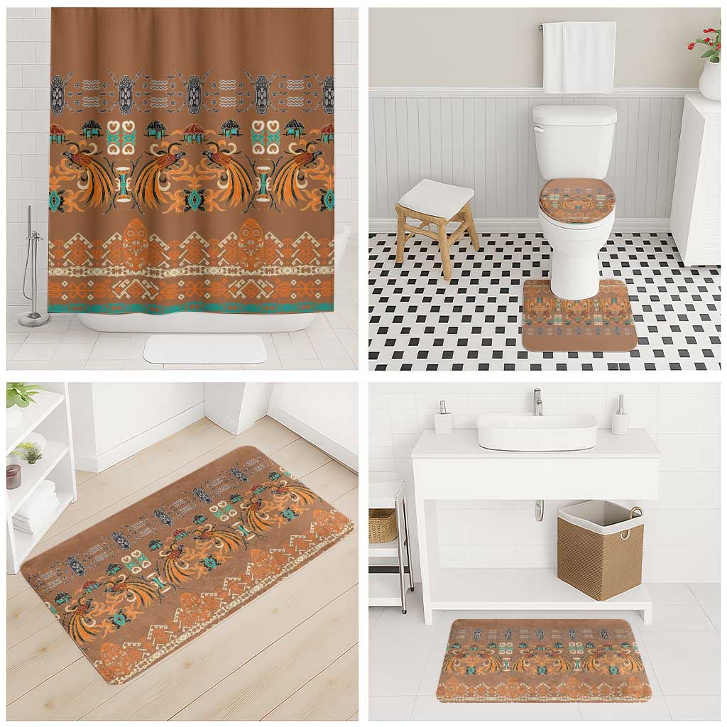Terracotta Batik Papua-inspired Pattern Bathroom Set - Polynesian Pride
