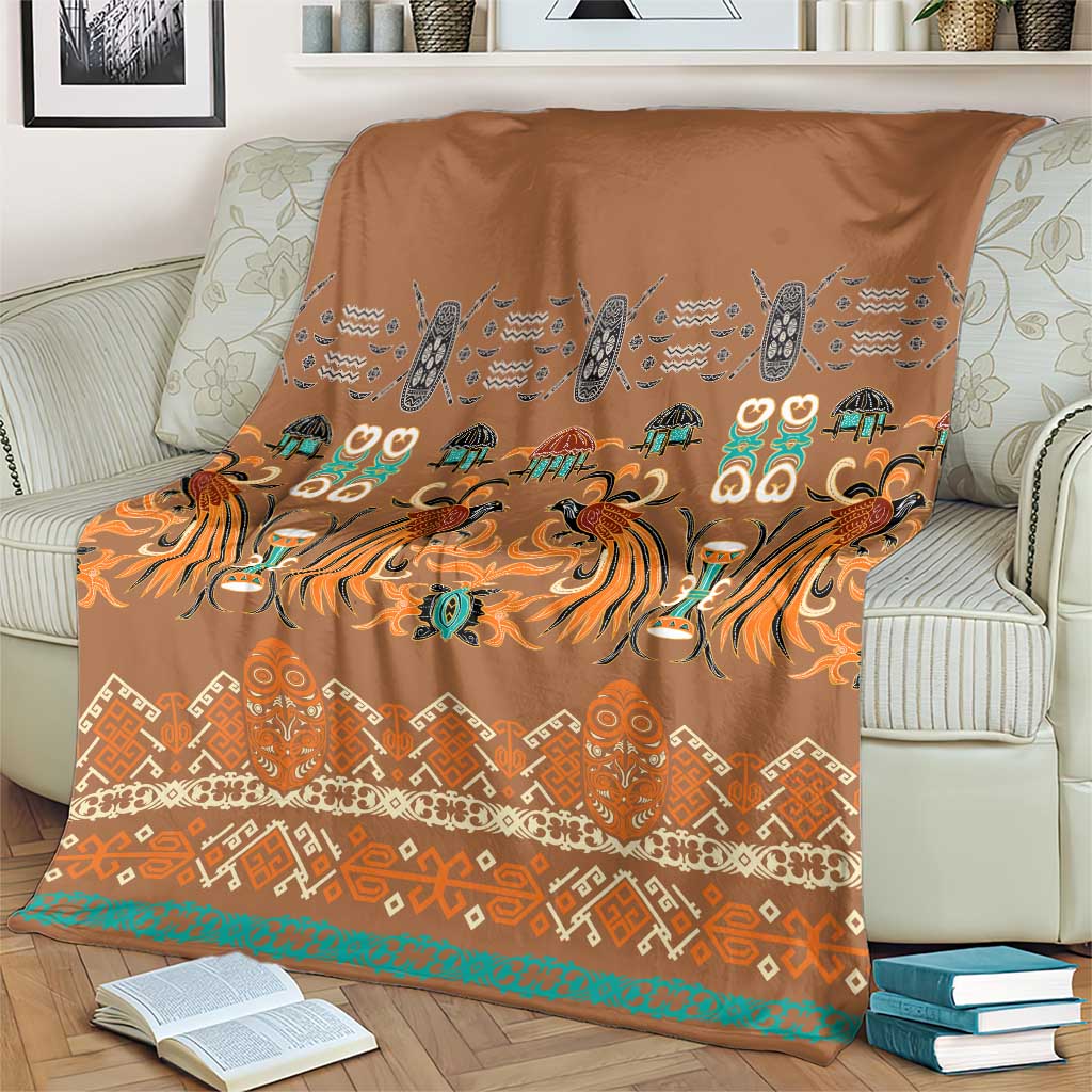 Terracotta Batik Papua-inspired Pattern Blanket - Polynesian Pride