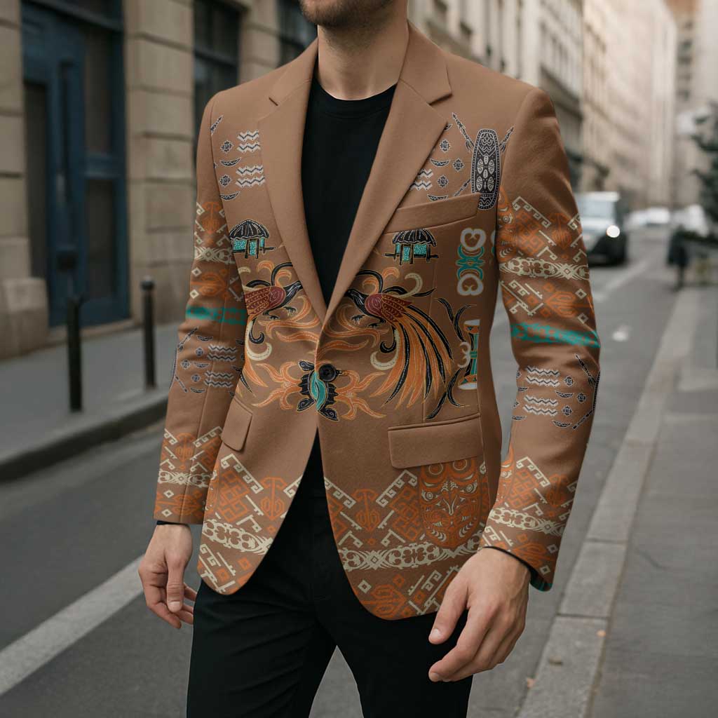 Terracotta Batik Papua-inspired Pattern Blazer - Polynesian Pride